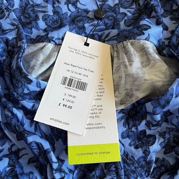 Whistles Women Blue Floral midi dress long sleeves size US8 NWT - Picture 6 of 16